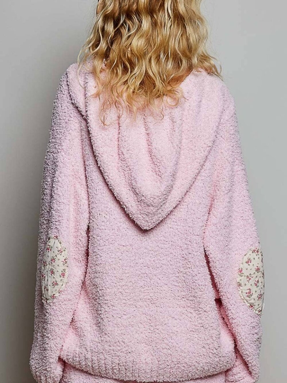 POL NWT Floral Printed Cozy Pink Berber Sweater Hoodie Zip-Up Jacket - Picture 3 of 7